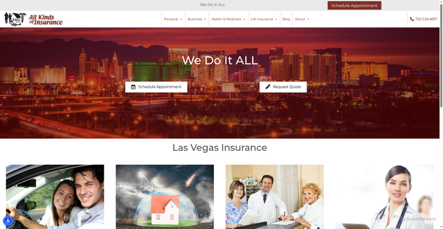 Security scan screenshot of https://allkindsofinsurance.com/