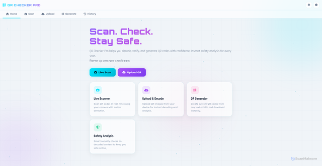 Security scan screenshot of https://qrscaningpro-4wrnc61v4l.edgeone.app/