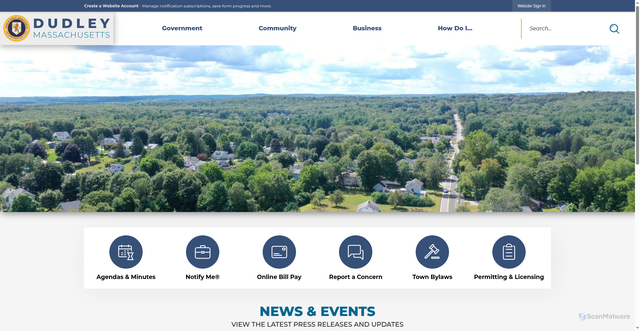 Security scan screenshot of https://www.dudleyma.gov