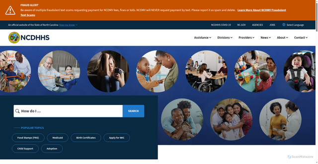 Security scan screenshot of https://www.ncdhhs.gov/