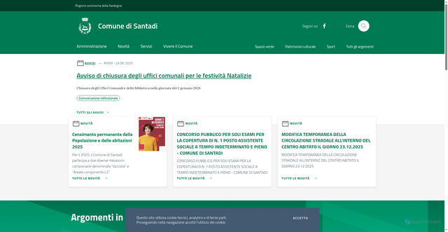 Security scan screenshot of https://www.comune.santadi.su.it/santadi/