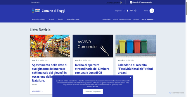 Security scan screenshot of https://comune.fiuggi.fr.it/