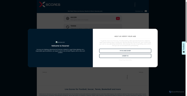 Security scan screenshot of https://xscores.com