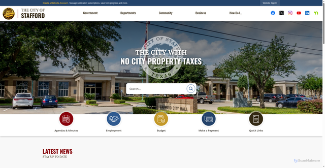 Security scan screenshot of https://staffordtx.gov/