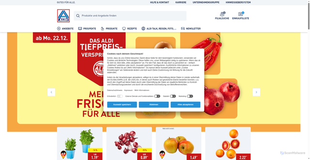 Security scan screenshot of https://aldi-nord.de