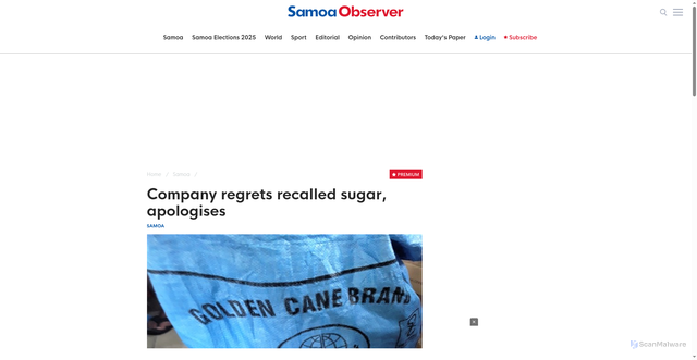 Security scan screenshot of https://www.samoaobserver.ws/category/samoa/73033