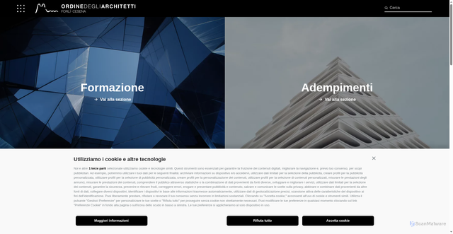 Security scan screenshot of https://architettiforlicesena.it/