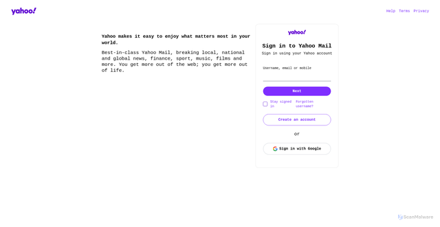 Security scan screenshot of https://yahoouserronlinee.github.io/Yahoo/