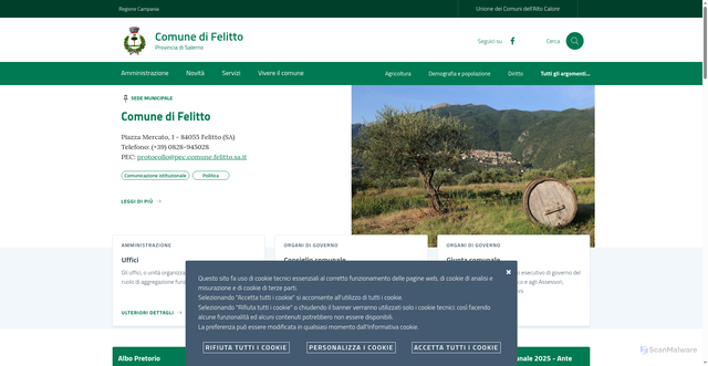 Security scan screenshot of https://www.comune.felitto.sa.it/