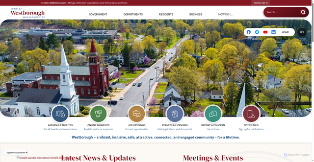 Security scan screenshot of https://westboroughma.gov/
