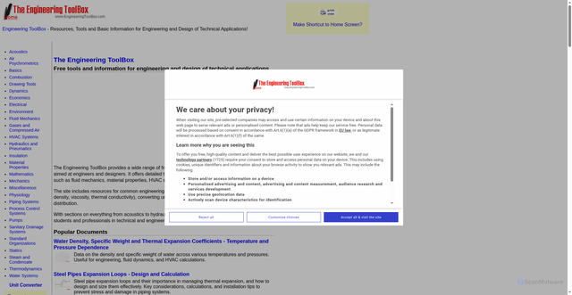 Security scan screenshot of https://engineeringtoolbox.com