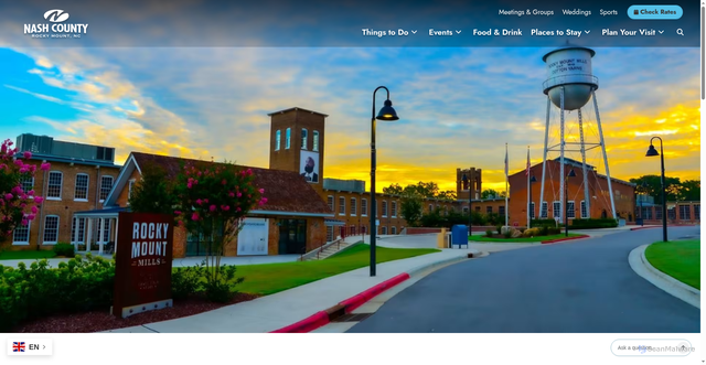 Security scan screenshot of https://www.explorenashcounty.com/things-to-do/attractions/rocky-mount-mills/