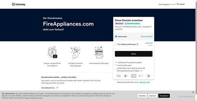 Security scan screenshot of http://www.fireappliances.com