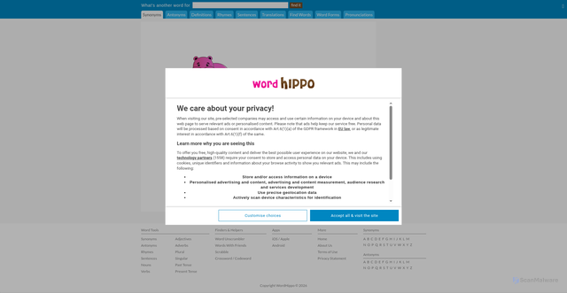 Security scan screenshot of https://wordhippo.com
