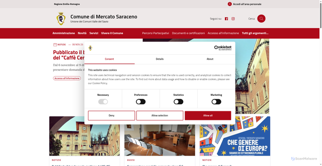 Security scan screenshot of https://www.comune.mercatosaraceno.fc.it/