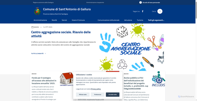 Security scan screenshot of https://www.comune.santantoniodigallura.ss.it/