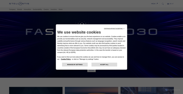 Security scan screenshot of https://stellantis.com