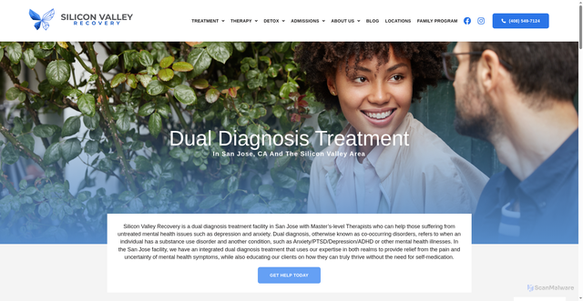 Security scan screenshot of https://siliconvalleyrecovery.com/treatment-options/dual-diagnosis-treatment/