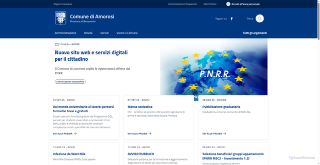 Security scan screenshot of https://comune.amorosi.bn.it/