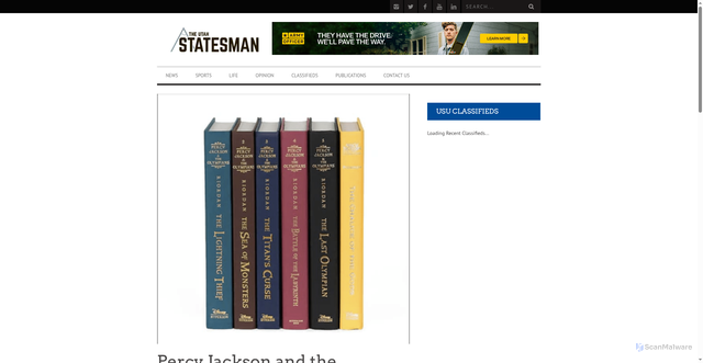 Security scan screenshot of https://usustatesman.com/percy-jackson-and-the-olympians/