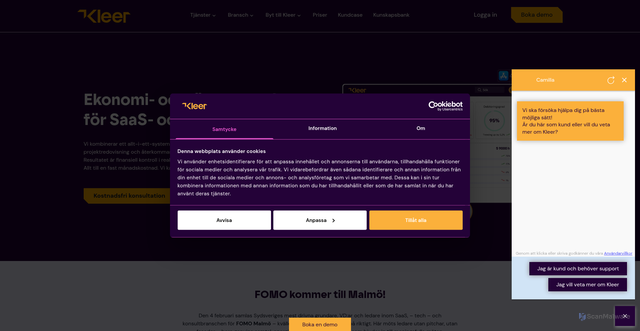 Security scan screenshot of https://www.Kleer.se