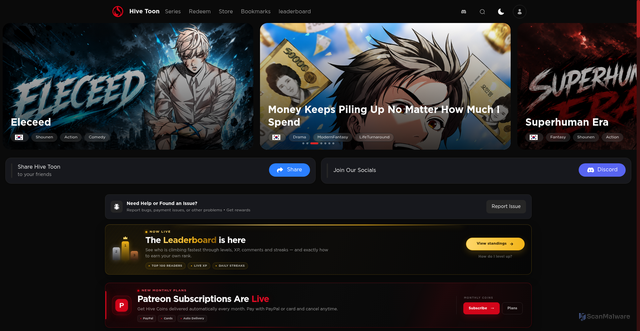 Security scan screenshot of https://hivetoon.com