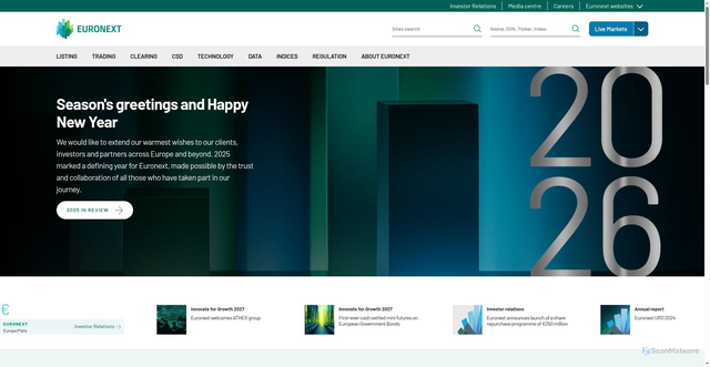 Security scan screenshot of https://euronext.com