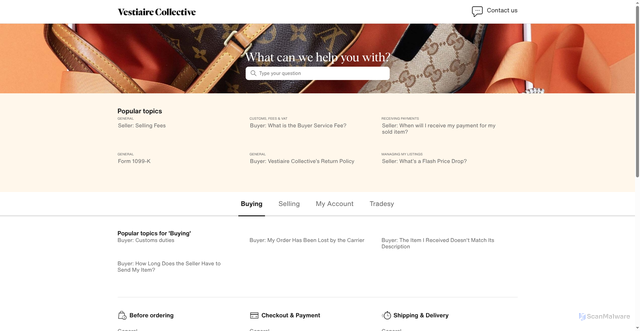 Security scan screenshot of https://vestiairecollective.zendesk.com/