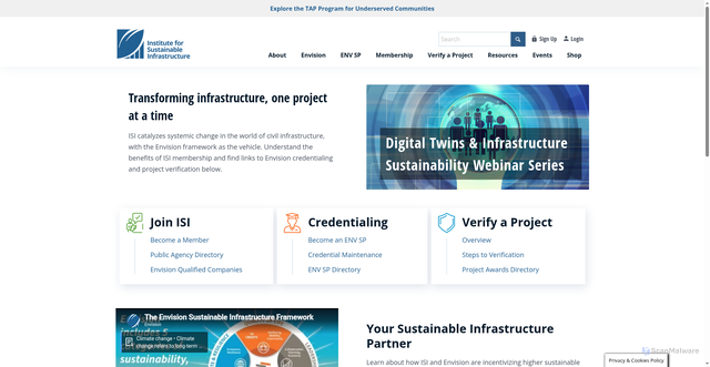 Security scan screenshot of https://sustainableinfrastructure.org