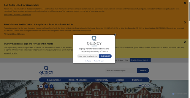 Security scan screenshot of https://www.quincyil.gov/