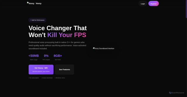 Security scan screenshot of https://voxxyboard.com/