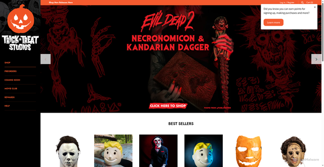 Security scan screenshot of https://trickortreatstudios.com/?srsltid=AfmBOorD3BTV-GkxhOMs8K6JW_jzv-Mj5PETTlS51DjyxAf0n3BpAbB3