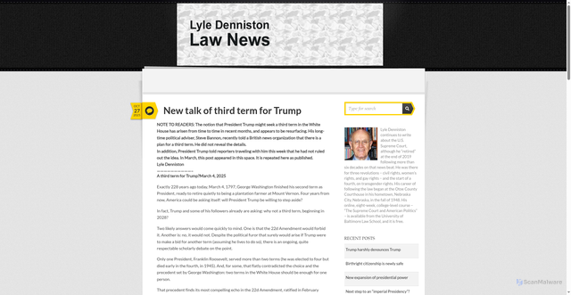 Security scan screenshot of https://lyldenlawnews.com/2025/10/27/new-talk-of-third-term-for-trump/
