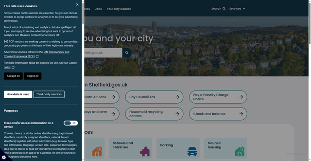 Security scan screenshot of https://www.sheffield.gov.uk/
