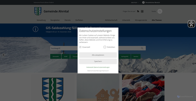 Security scan screenshot of https://www.ahrntal.eu/de
