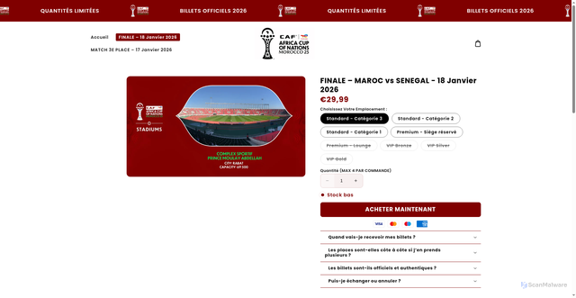 Security scan screenshot of https://final-billetterie.com/products/can25_final-winner_sf1-vs-winner_sf2