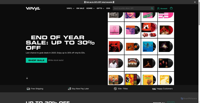 Security scan screenshot of https://vinyl.com/