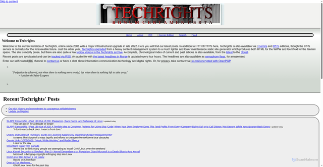 Security scan screenshot of https://techrights.org