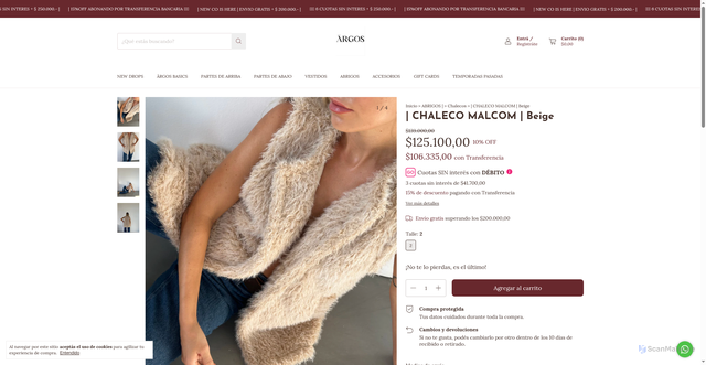 Security scan screenshot of https://argosonline.com.ar/productos/chaleco-malcom-beige/
