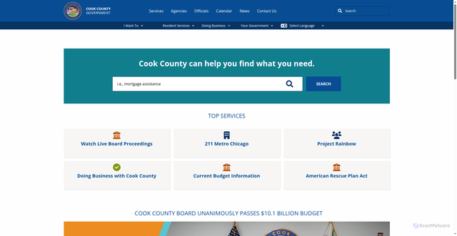 Security scan screenshot of https://cookcountyil.gov