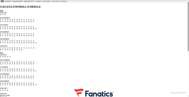 Security scan screenshot of https://d1sportsnet.com/football/schedule/