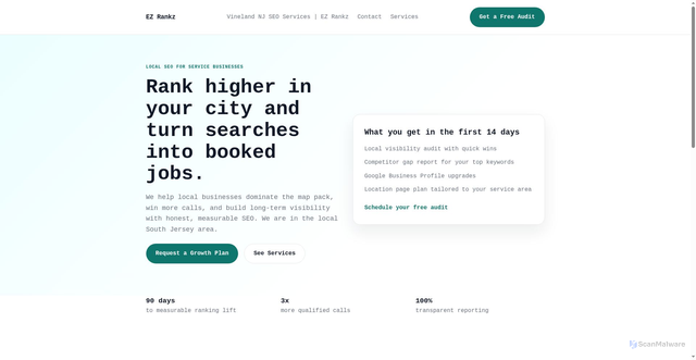 Security scan screenshot of https://ezrankz.com/