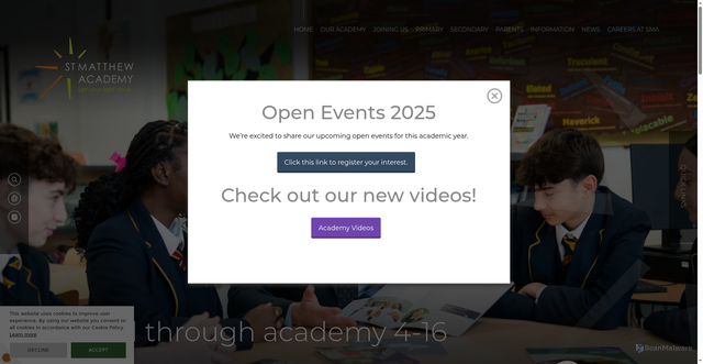 Security scan screenshot of https://www.stmatthewacademy.co.uk/
