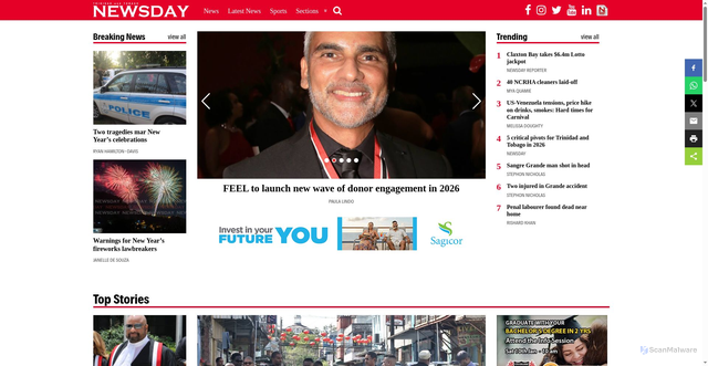 Security scan screenshot of https://newsday.co.tt