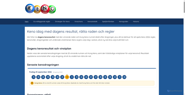 Security scan screenshot of https://spela-keno.se