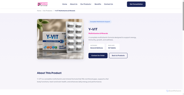 Security scan screenshot of http://fertizopharma.com/products/product.html?slug=yvit