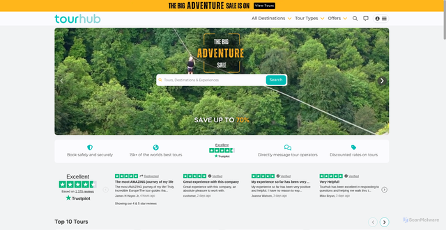Security scan screenshot of https://tourhub.co