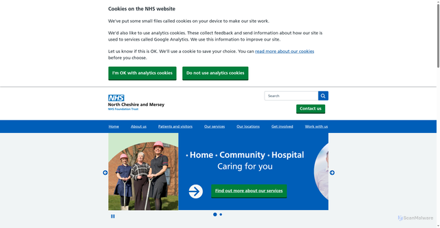 Security scan screenshot of http://www.bridgewater.nhs.uk/
