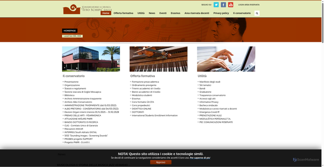 Security scan screenshot of https://www.conservatoriolecce.it/