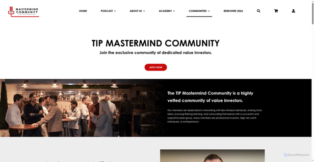 Security scan screenshot of https://theinvestors-podcast.com/mastermind/